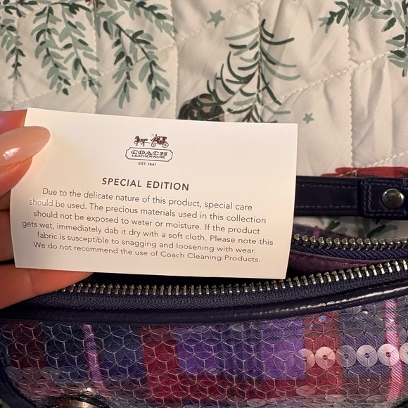 Coach Poppy sequins shimmer bag purple plaid shoulder purse special edition - Picture 8 of 12